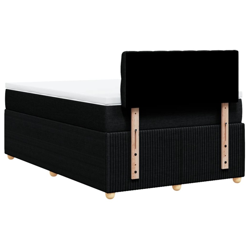 Cama box spring con colchón tela negro 120x190