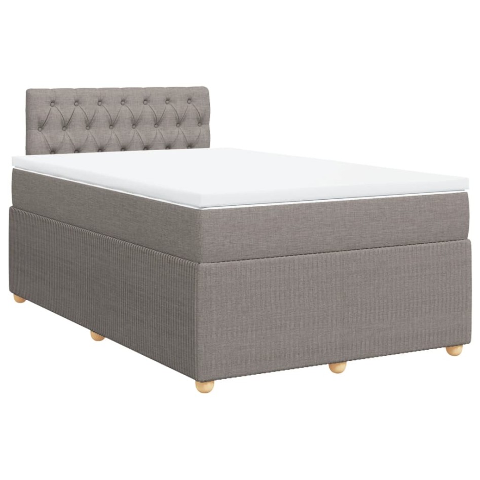 Cama box spring con colchón tela gris taupe 120x190