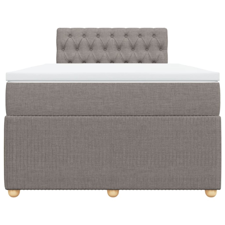 Cama box spring con colchón tela gris taupe 120x190