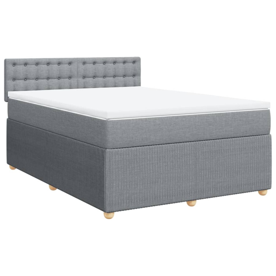 Cama box spring con colchón tela gris claro 140x190