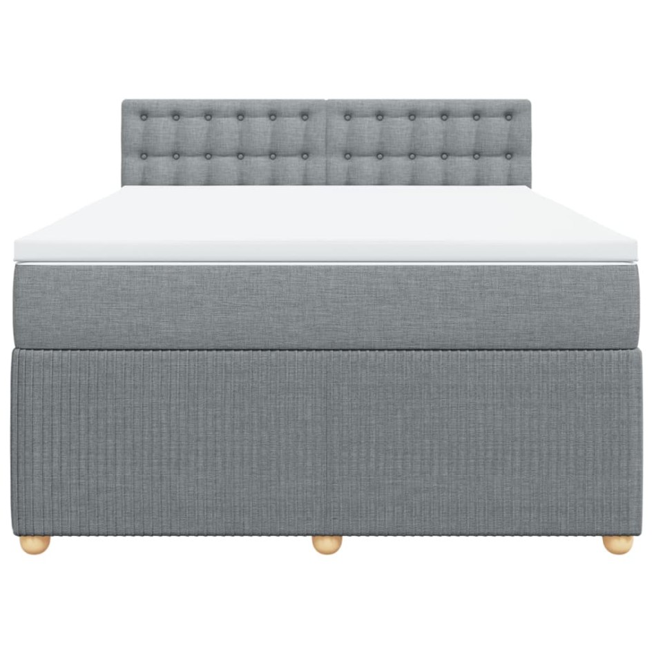 Cama box spring con colchón tela gris claro 140x190