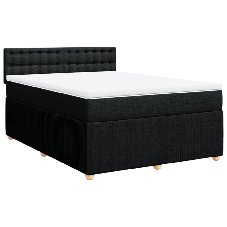 Cama box spring con colchón tela negro 140x190