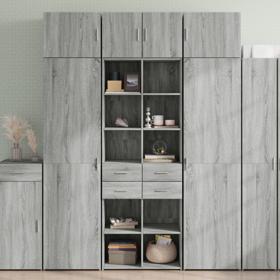 Armario de madera ingeniería gris Sonoma 70x42,5x225