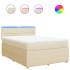 Cama box spring con colchón tela color crema 140x200