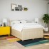 Cama box spring con colchón tela color crema 140x200