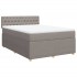 Cama box spring con colchón tela gris taupe 140x200