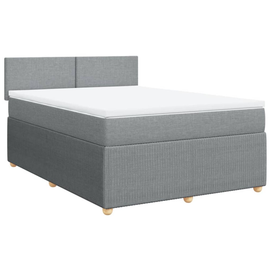 Cama box spring con colchón tela gris claro 160x200