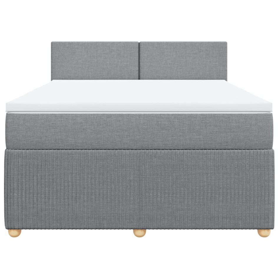 Cama box spring con colchón tela gris claro 160x200