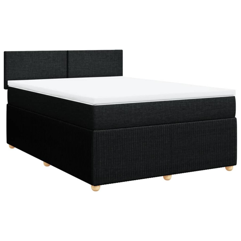 Cama box spring con colchón tela negro 160x200