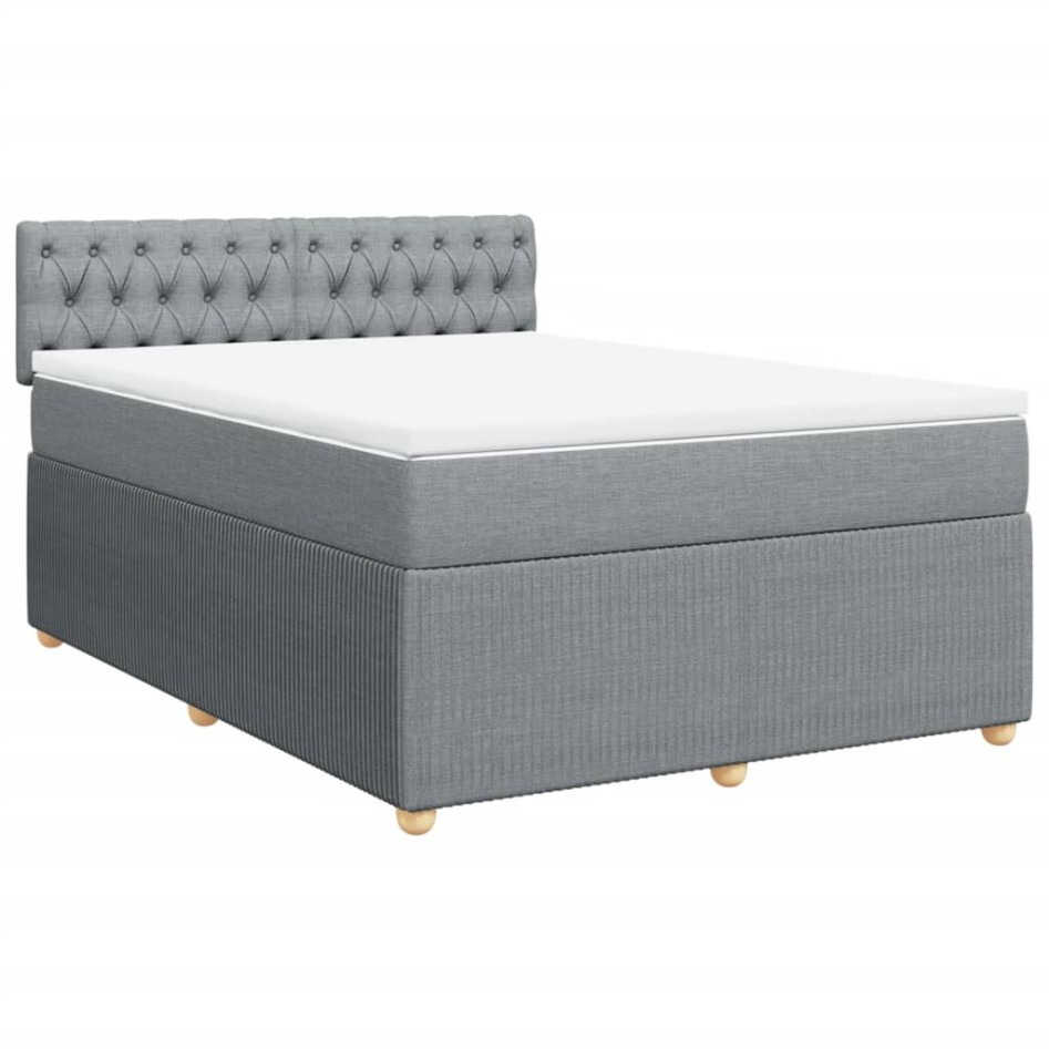 Cama box spring con colchón tela gris claro 160x200