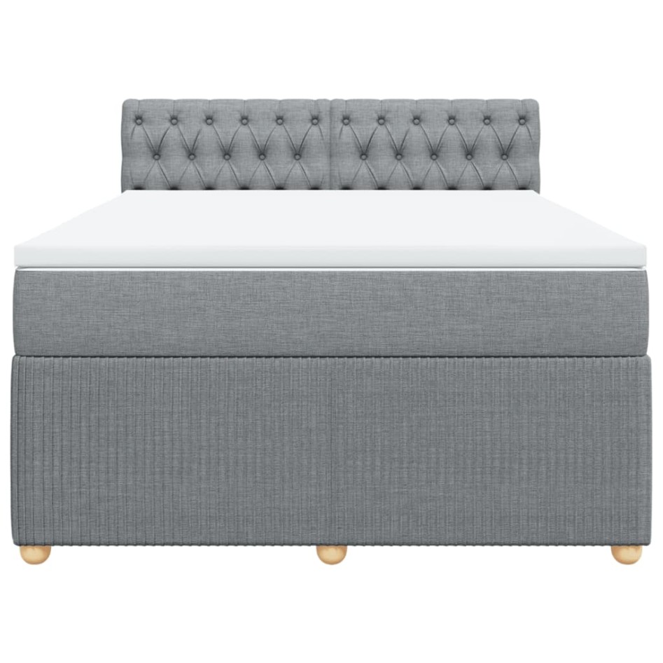 Cama box spring con colchón tela gris claro 160x200