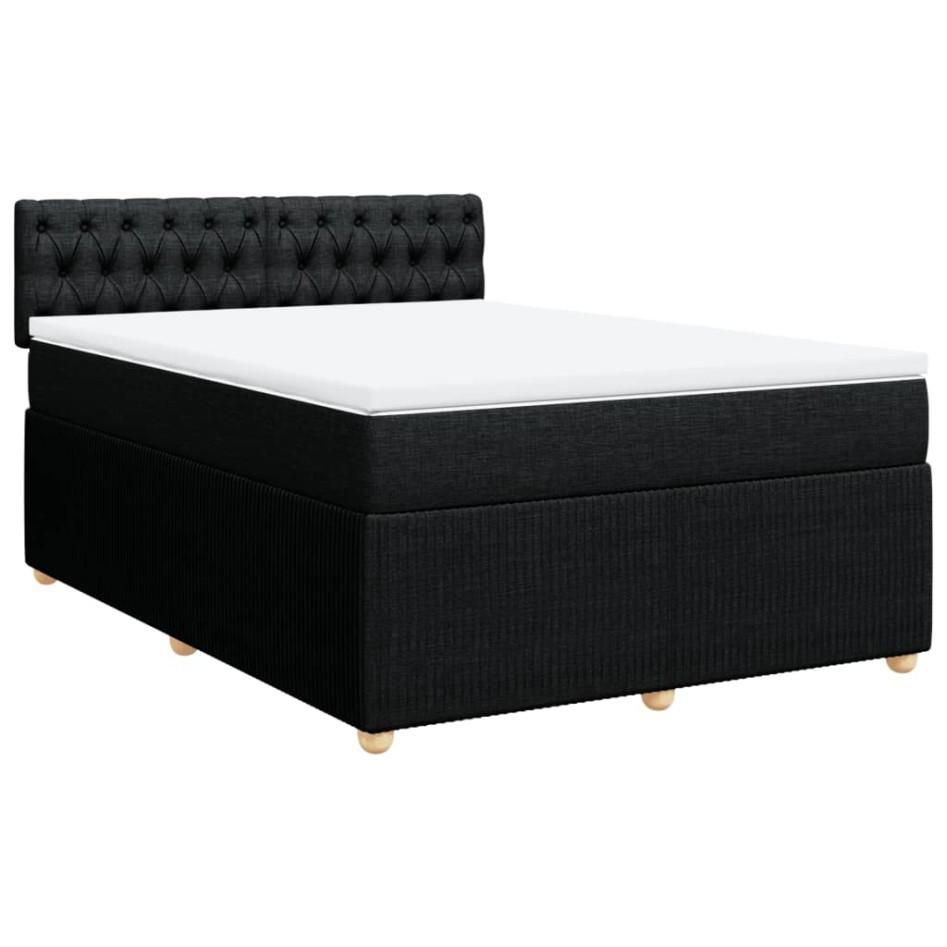 Cama box spring con colchón tela negro 160x200