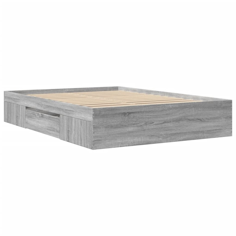Estructura de cama madera de ingeniería gris Sonoma 120x190