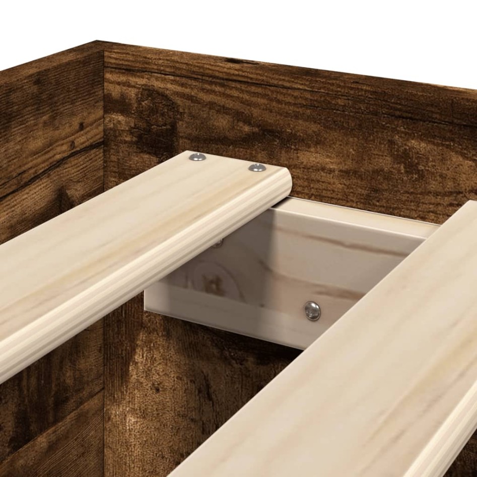 Estructura de cama sin colchón madera roble ahumado 100x200