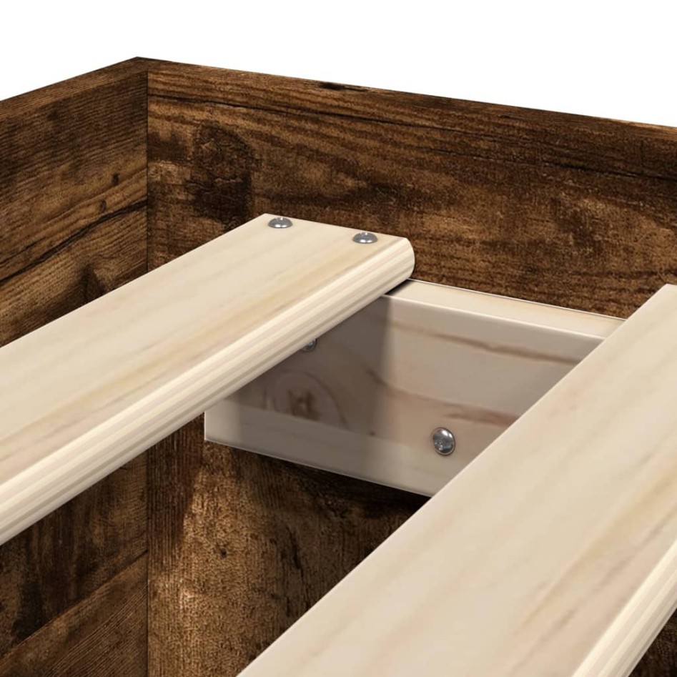 Estructura de cama sin colchón madera roble ahumado 90x200