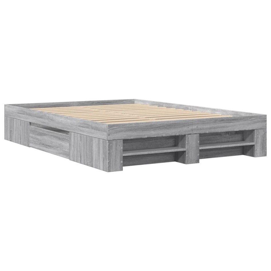 Estructura de cama madera de ingeniería gris Sonoma 135x190