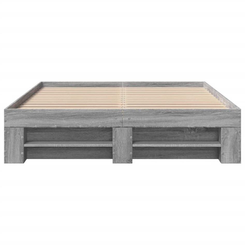 Estructura de cama madera de ingeniería gris Sonoma 135x190