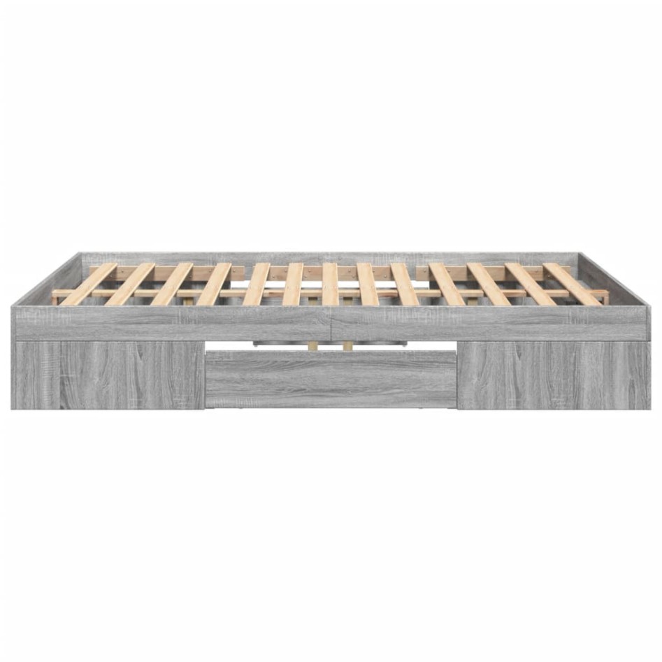 Estructura de cama madera de ingeniería gris Sonoma 135x190