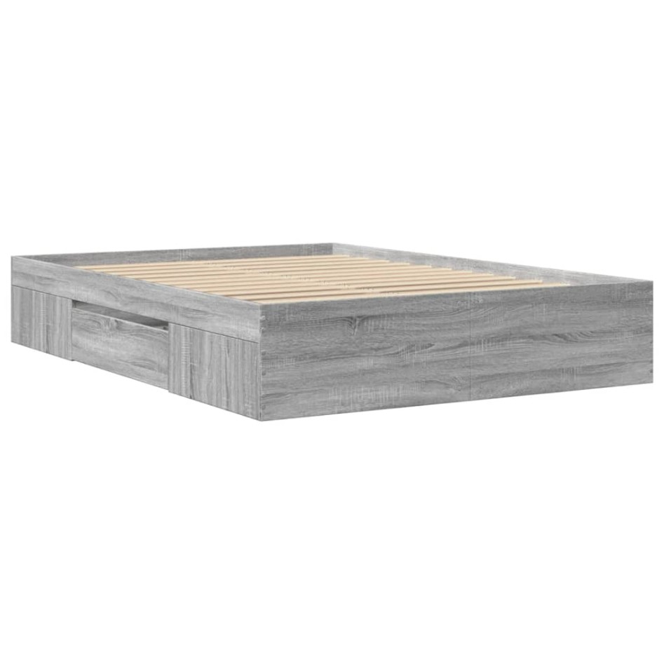 Estructura de cama madera de ingeniería gris Sonoma 135x190