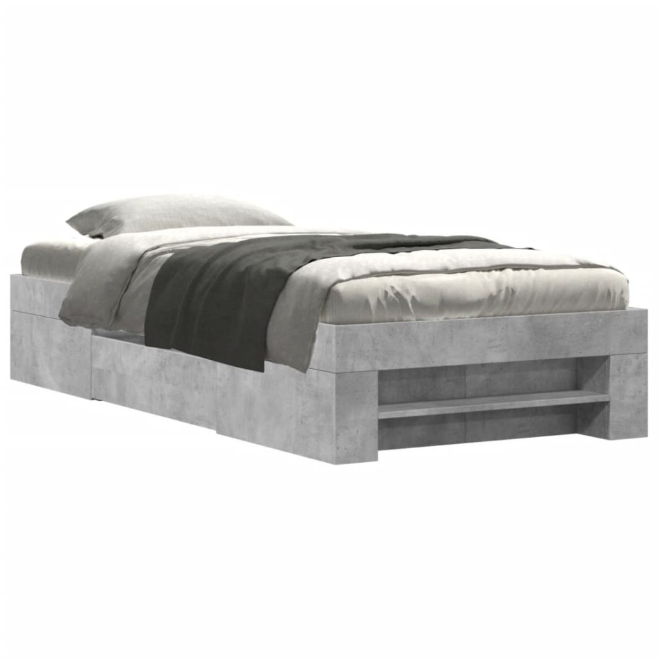 Estructura de cama madera de ingeniería gris hormigón 75x190