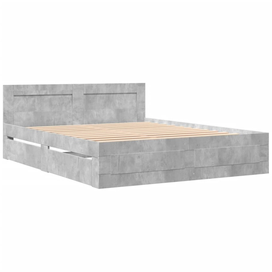 Cama con cabecero madera de ingeniería gris hormigón 150x200