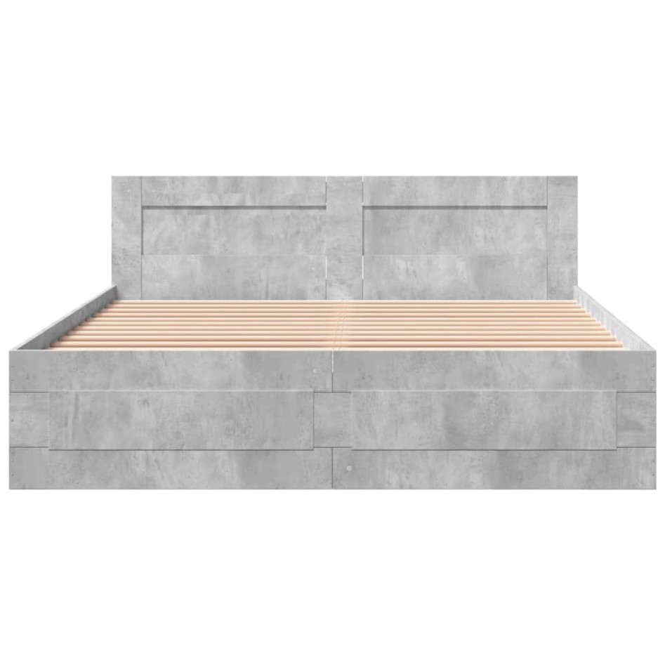 Cama con cabecero madera de ingeniería gris hormigón 150x200