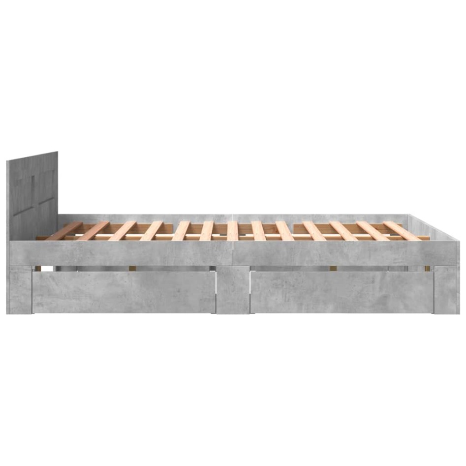 Cama con cabecero madera de ingeniería gris hormigón 150x200