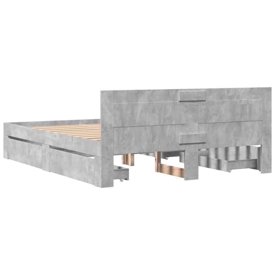 Cama con cabecero madera de ingeniería gris hormigón 150x200