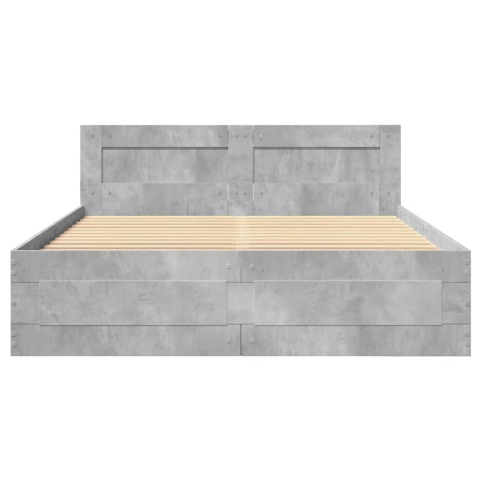 Cama con cabecero madera de ingeniería gris hormigón 120x200