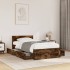 Cama con cabecero madera de ingeniería roble ahumado 90x200