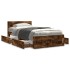 Cama con cabecero madera de ingeniería roble ahumado 90x200