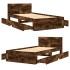 Cama con cabecero madera de ingeniería roble ahumado 90x200