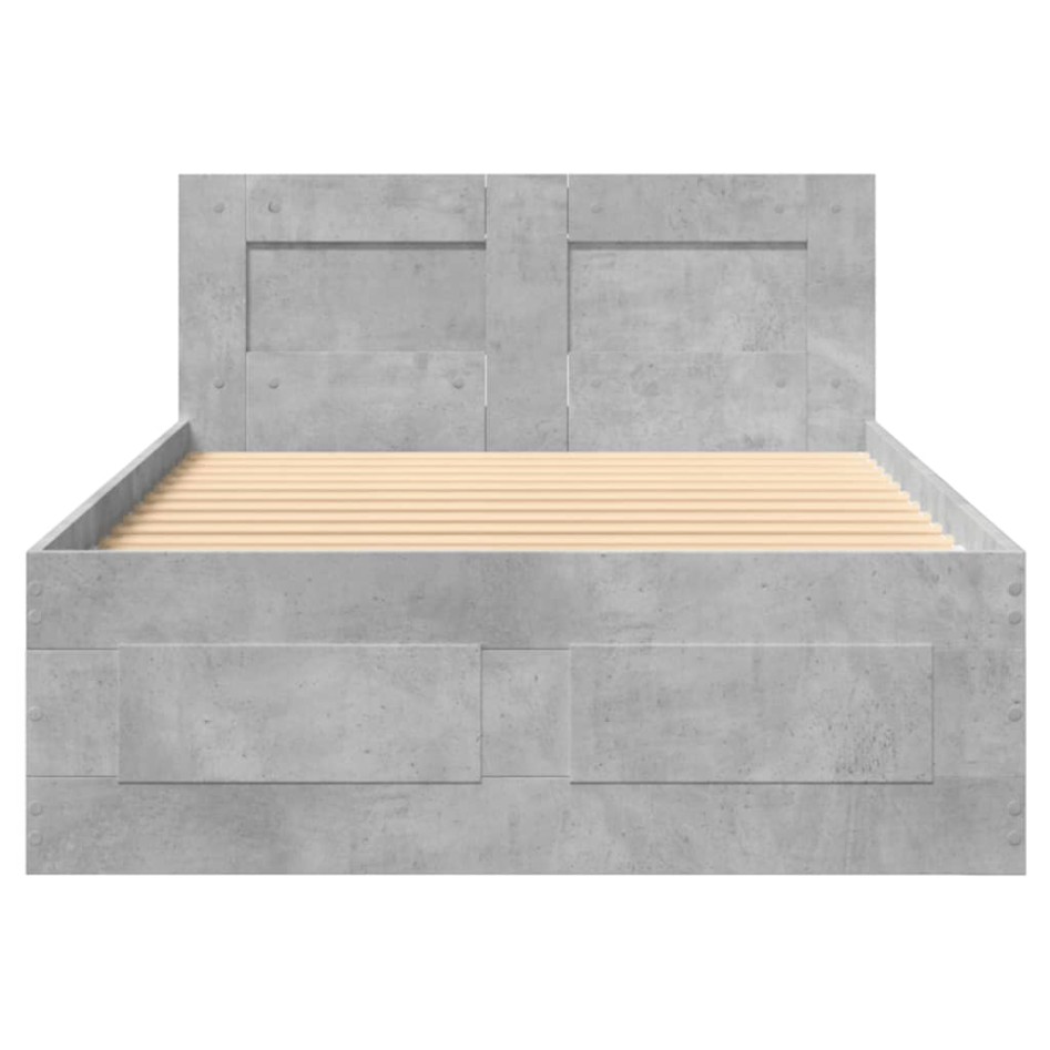 Cama con cabecero madera de ingeniería gris hormigón 100x200