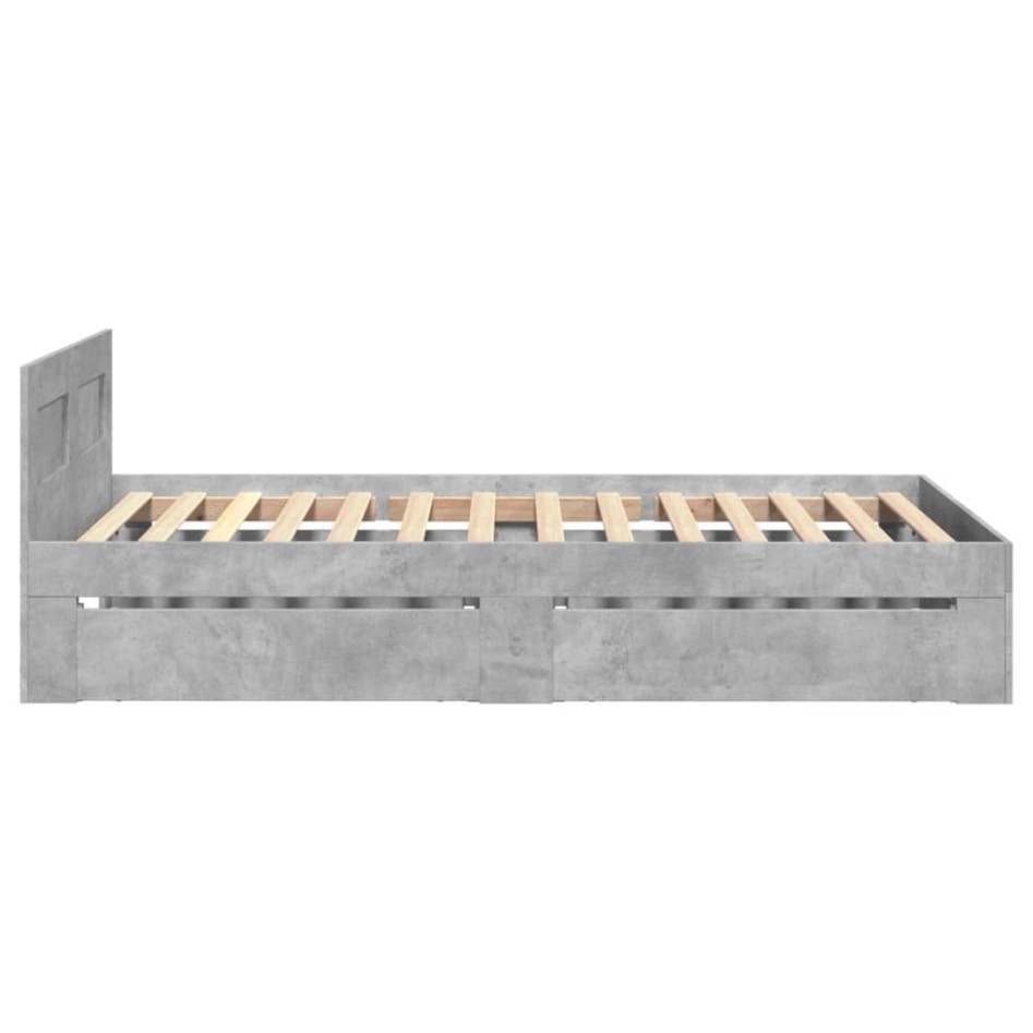 Cama con cabecero madera de ingeniería gris hormigón 100x200