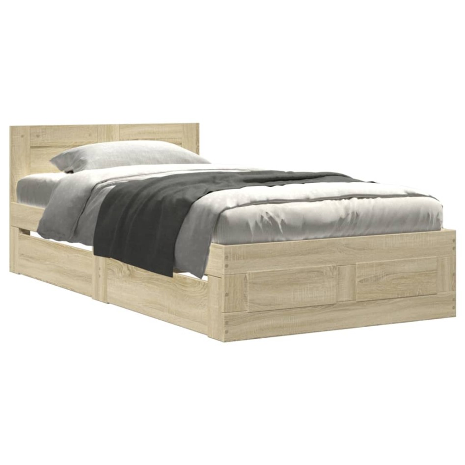 Cama con cabecero madera de ingeniería roble Sonoma 90x200