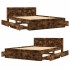 Cama con cabecero madera de ingeniería roble ahumado 120x190