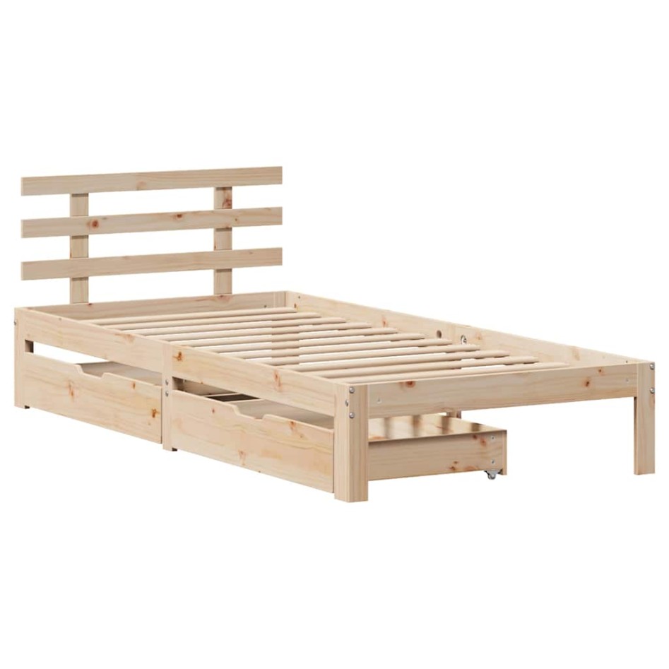 Estructura de cama con cajones madera maciza de pino 90x200