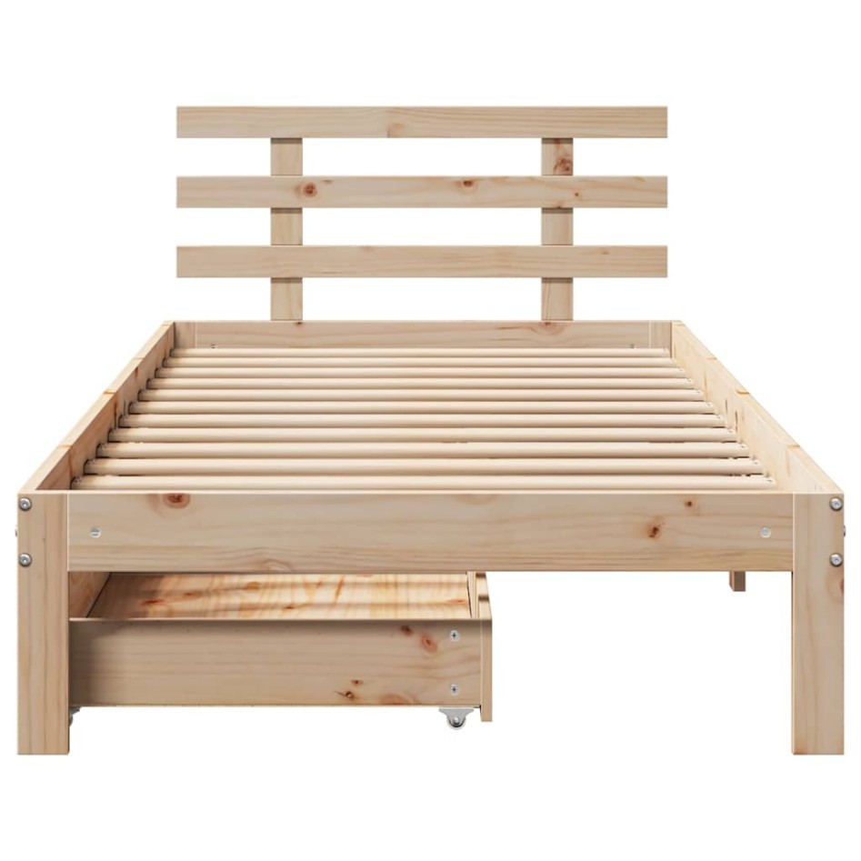 Estructura de cama con cajones madera maciza de pino 90x200