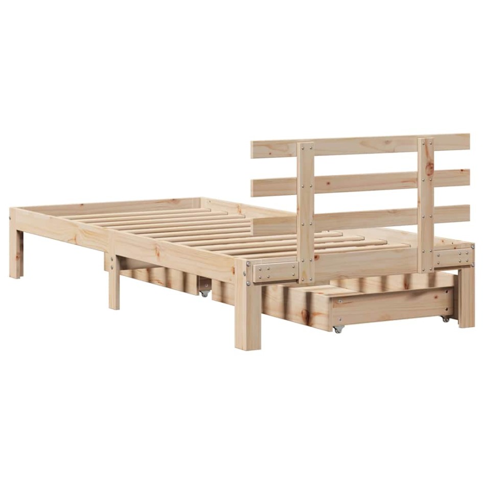 Estructura de cama con cajones madera maciza de pino 90x200