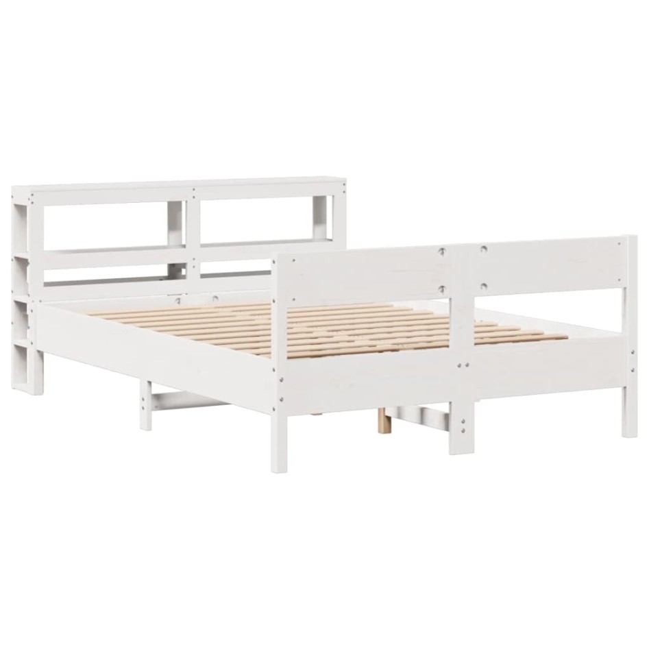 Estructura de cama sin colchón madera de pino blanca 150x200