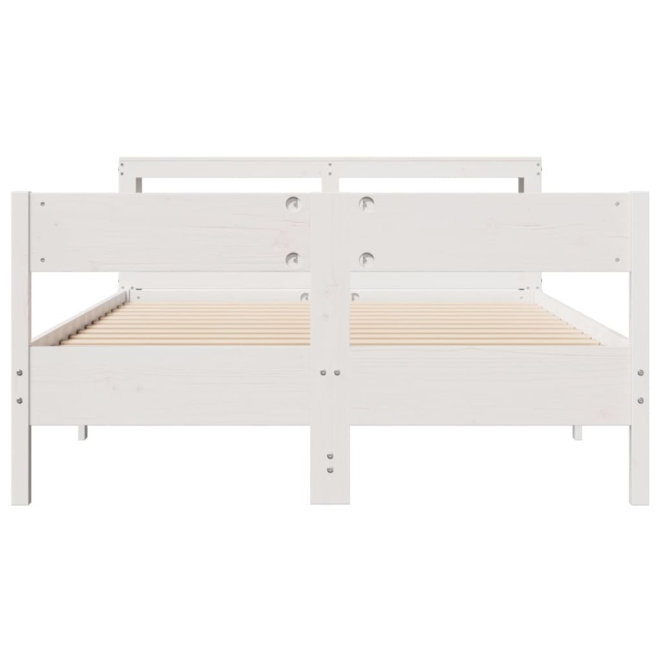Estructura de cama sin colchón madera de pino blanca 150x200