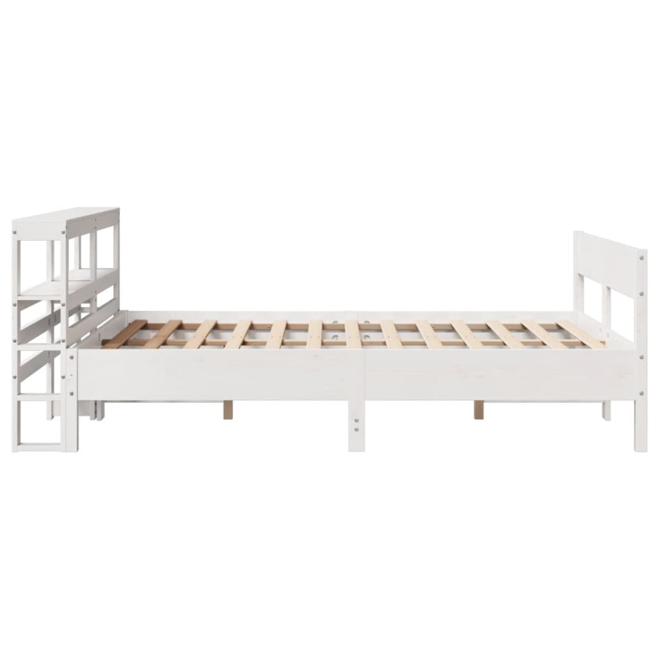 Estructura de cama sin colchón madera de pino blanca 150x200
