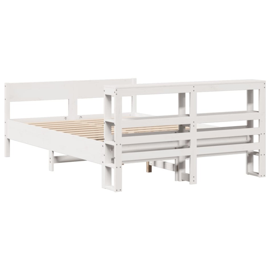 Estructura de cama sin colchón madera de pino blanca 150x200