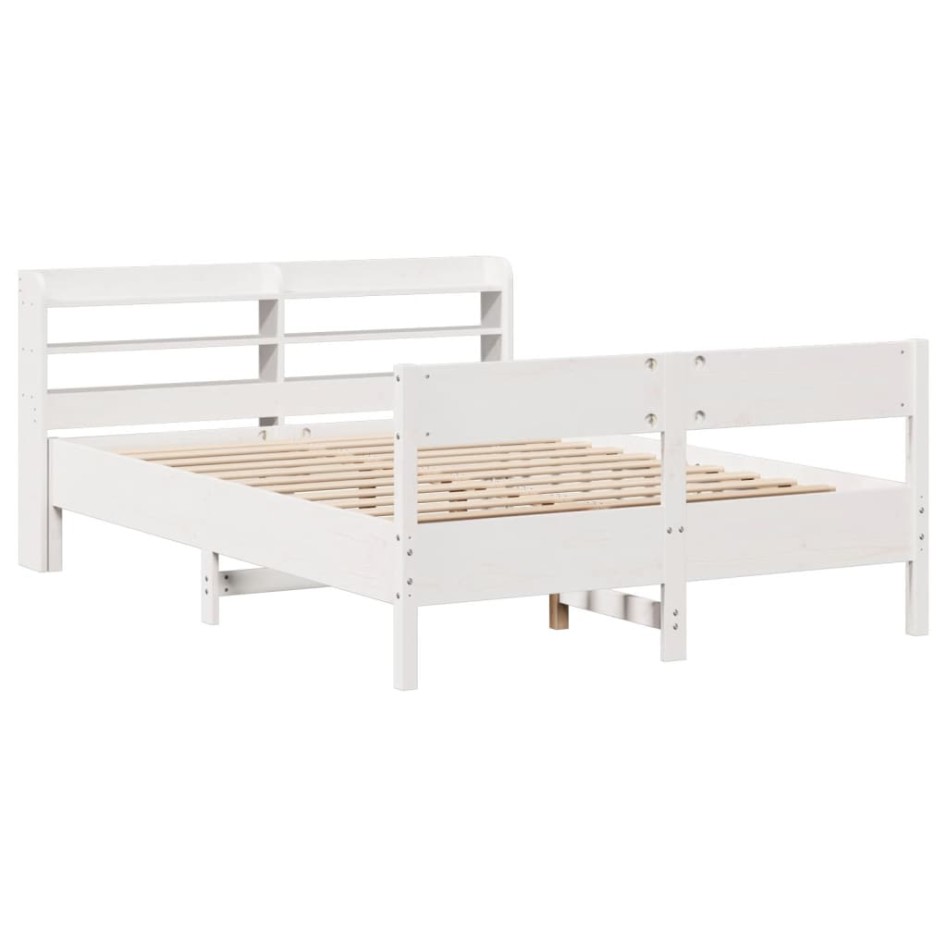Estructura de cama sin colchón madera de pino blanca 150x200