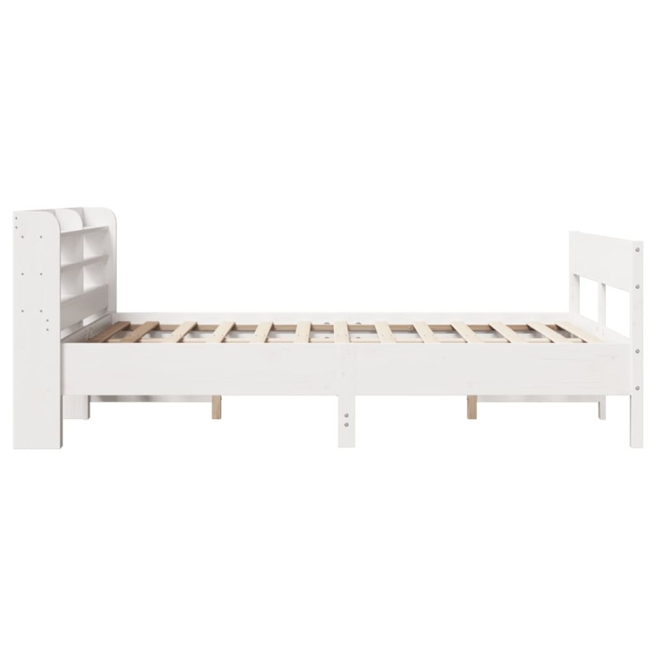 Estructura de cama sin colchón madera de pino blanca 150x200