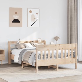 Estructura de cama sin colchón madera maciza de pino 160x200