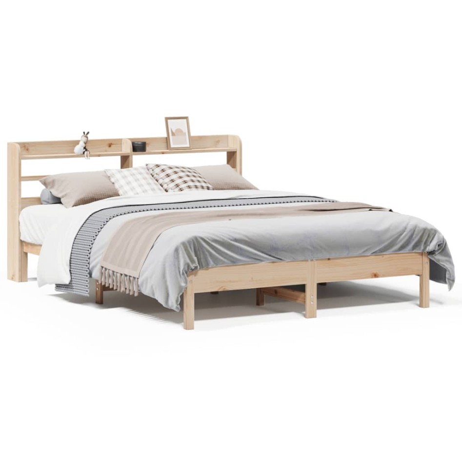 Estructura de cama sin colchón madera de pino blanca 140x200