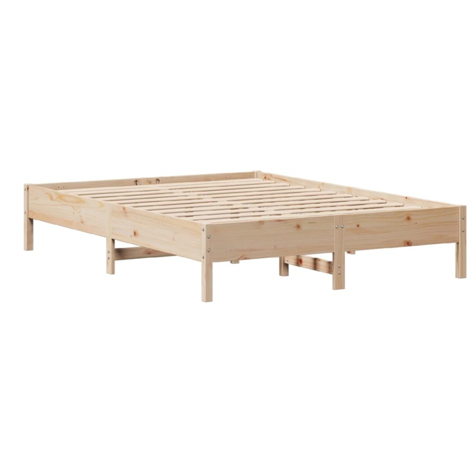 Estructura de cama sin colchón madera de pino blanca 140x200
