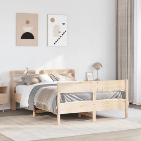 Estructura de cama sin colchón madera de pino blanca 140x200