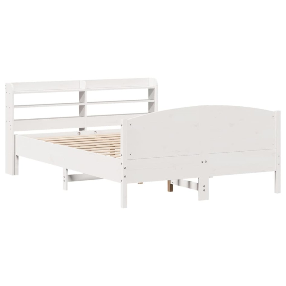 Estructura de cama sin colchón madera de pino blanca 140x190